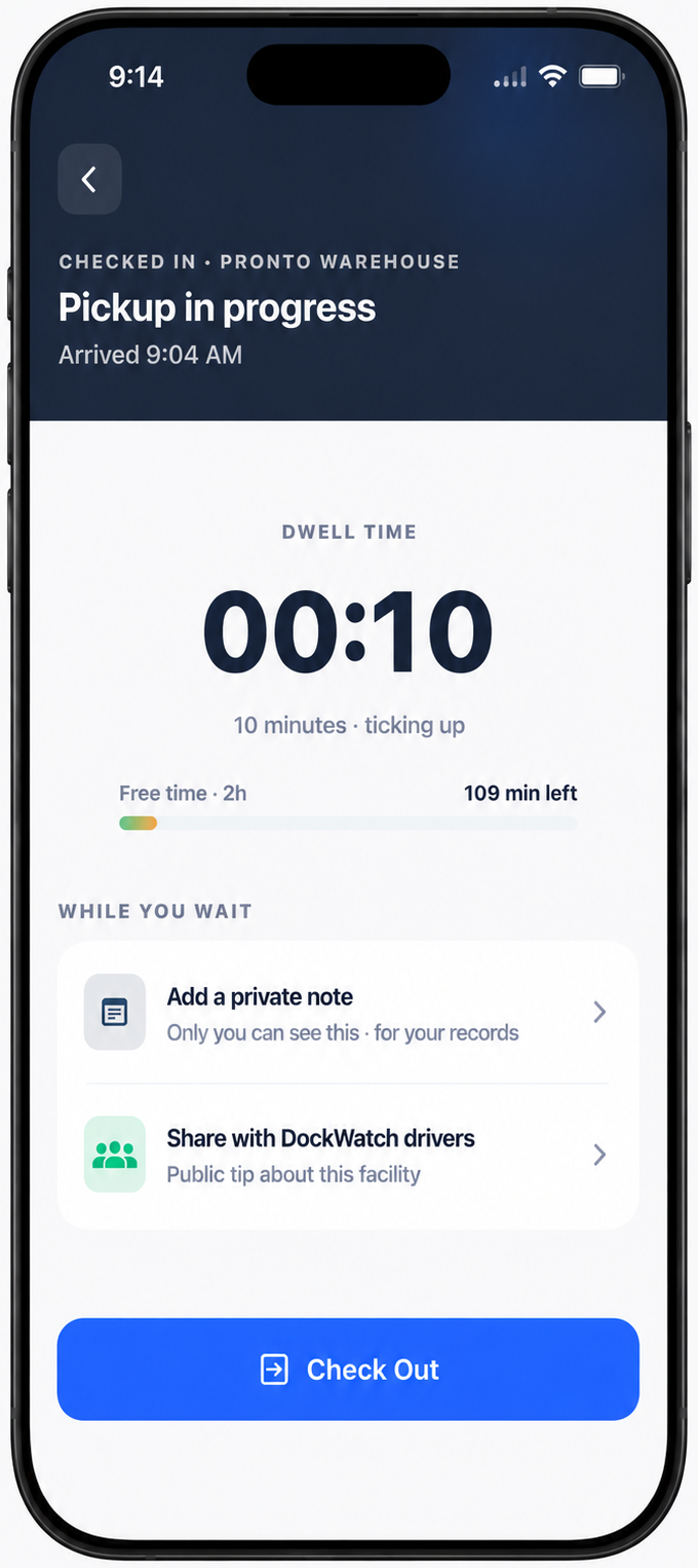 Live dwell timer at a stop